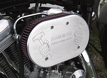 Air Hammer Air Cleaner from HAMMER PERFORMANCE, 91-Up Sportster IMPACT 2 Inch Naked Offset