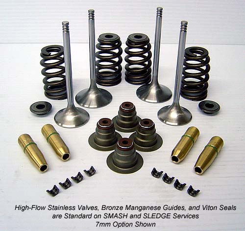 High Performance Valves, Springs, Retainers, Locks, and Guides for a Harley Davidson Cylinder Head