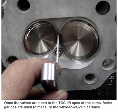 Measuring valve to valve clearance on a Harley Davidson XL Sportster cylinder head